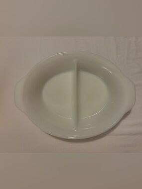 Fire King White Divided Oval Serving Dish